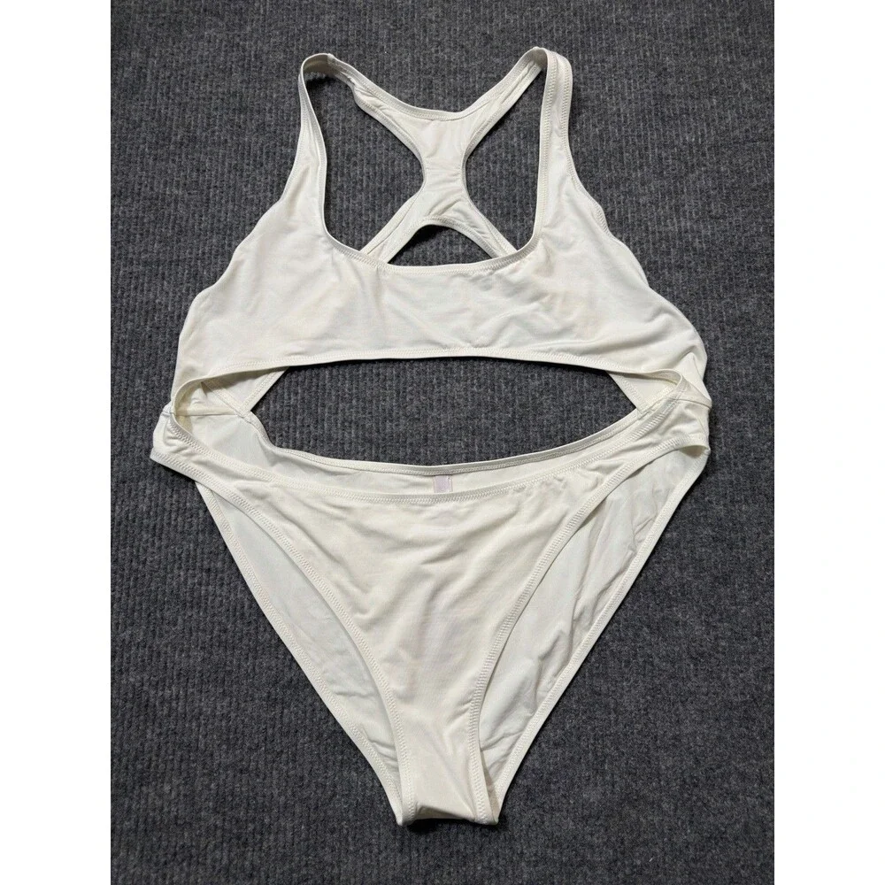 Skims Swims Women Size 4X Cut Out Monokini One Piece Swimsuit White SW-MKN-0012